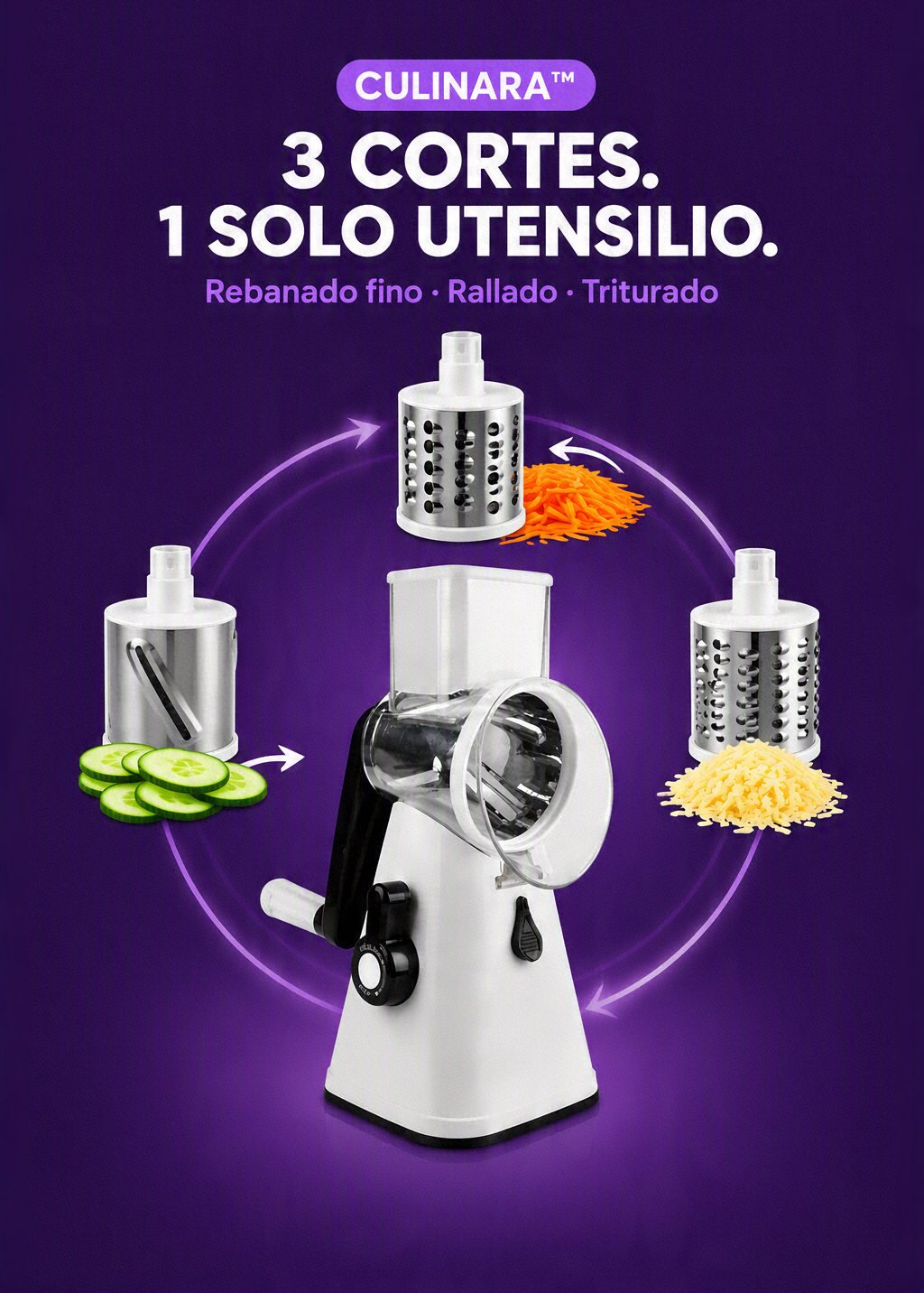 Detalle de las cuchillas de acero inoxidable de Culinara™